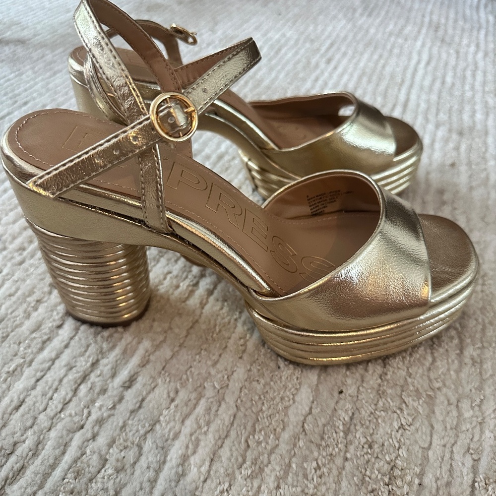 Express Gold Wedge Heels